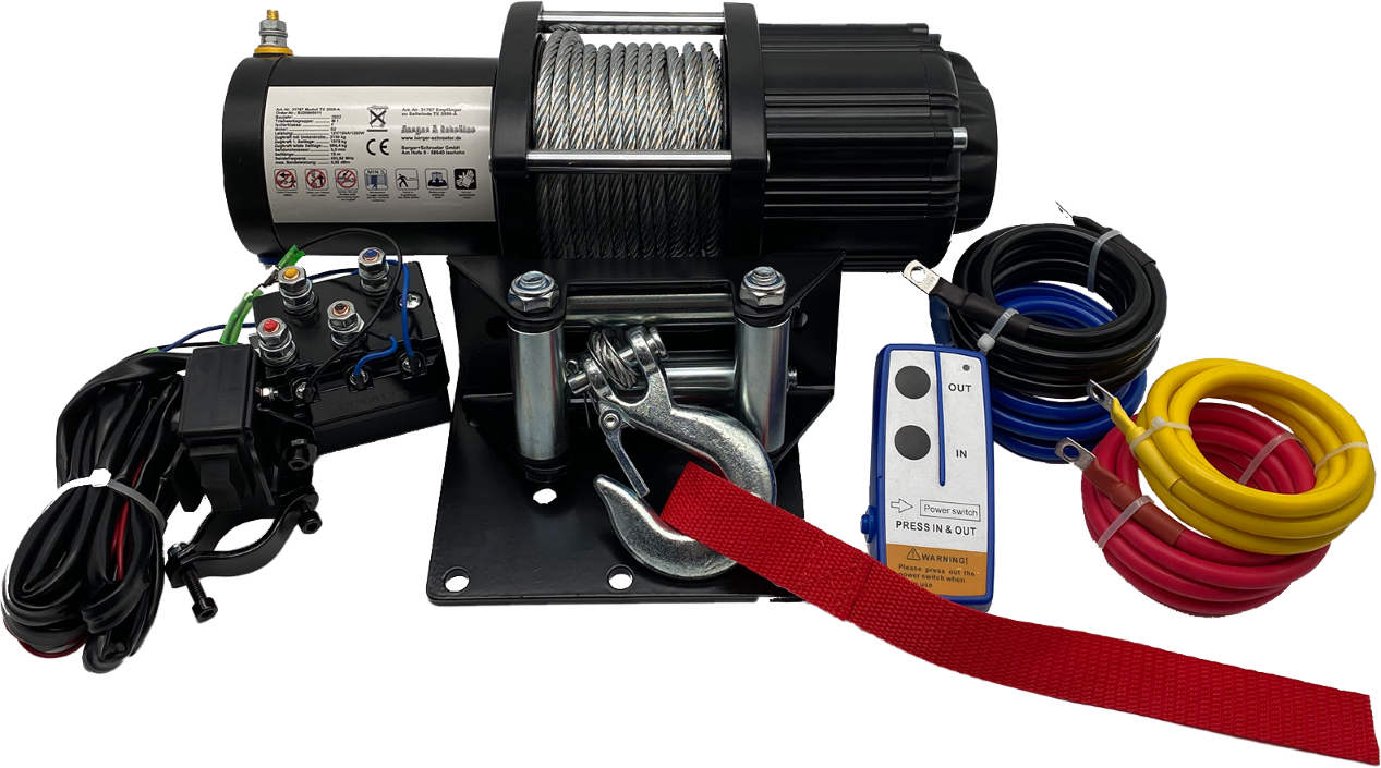 Profi-Seilwinde 12 V, 3150 kg  Stahlseil